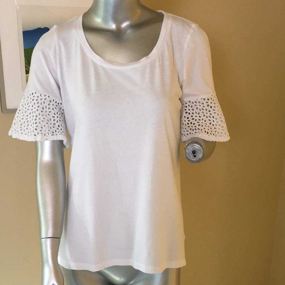 TALBOTS | EYELET CUFF TEE Solid White - image 5